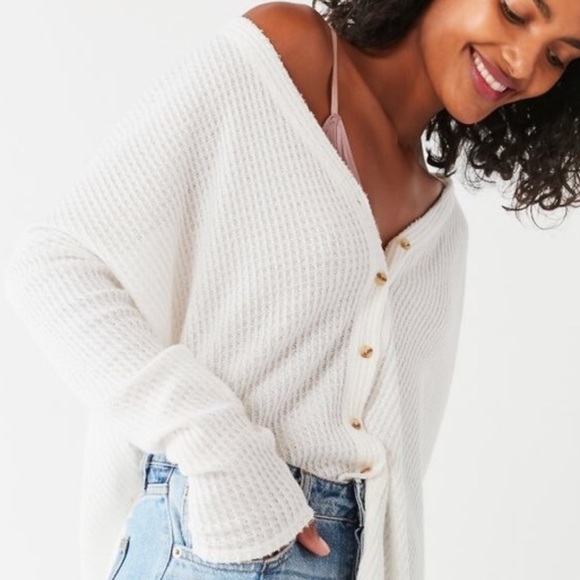 Urban Outfitters Tops - UO White Thermal Tie Front Top